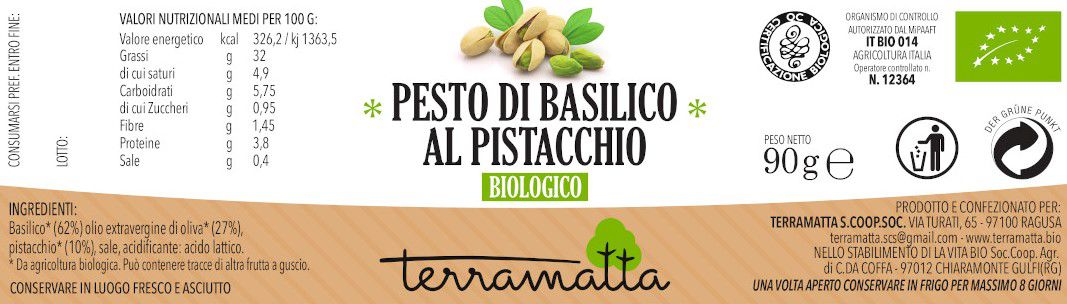 Pesto di Basilico al Pistacchio BIO vasetto da 90g ET